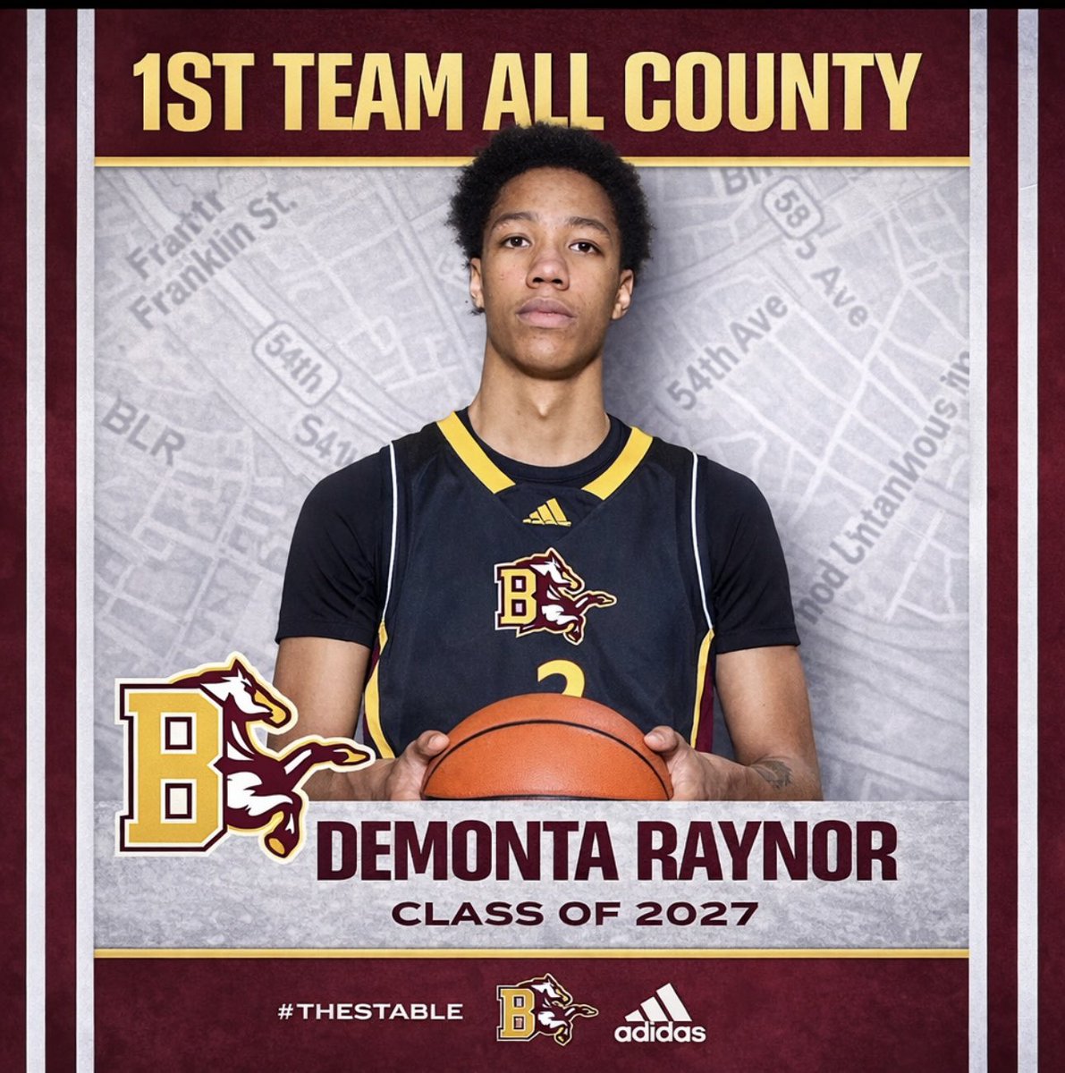 BladensburgMBB's tweet photo. Congratulations To Bladensburg own Demonta Raynor for being named 1st team all county for 4A by way of the PGCBBCA #TheStable 🐎🏀 https://t.co/9N7fXleKje