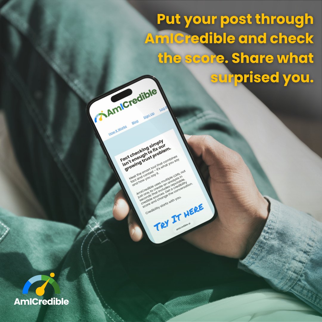 amicredible's tweet photo. Ever wonder what your posts say about you? Try the AmICredible web app on something you posted or read. Share what you learned with #AmICredible! https://t.co/AHwaA42b8o