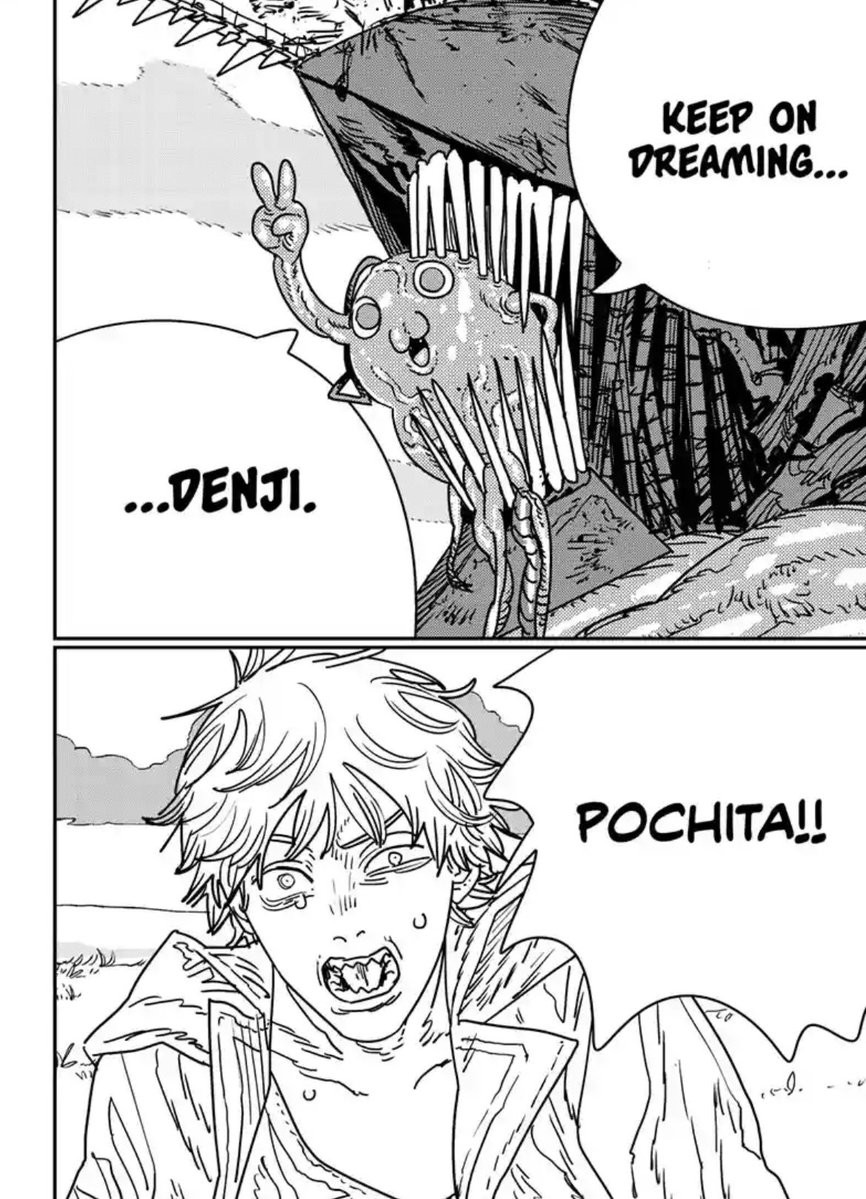DbsContents's tweet image. RIP POCHITA WTF 😭‼️ Sacrificing himself for Denji’s sake &amp;amp; making him realize sex &amp;amp; all that other bs he’s been dying for (literally) wasn’t ever gonna make him truly happy. CSM PART 2 FINAL CHAPTER NEXT 🥲