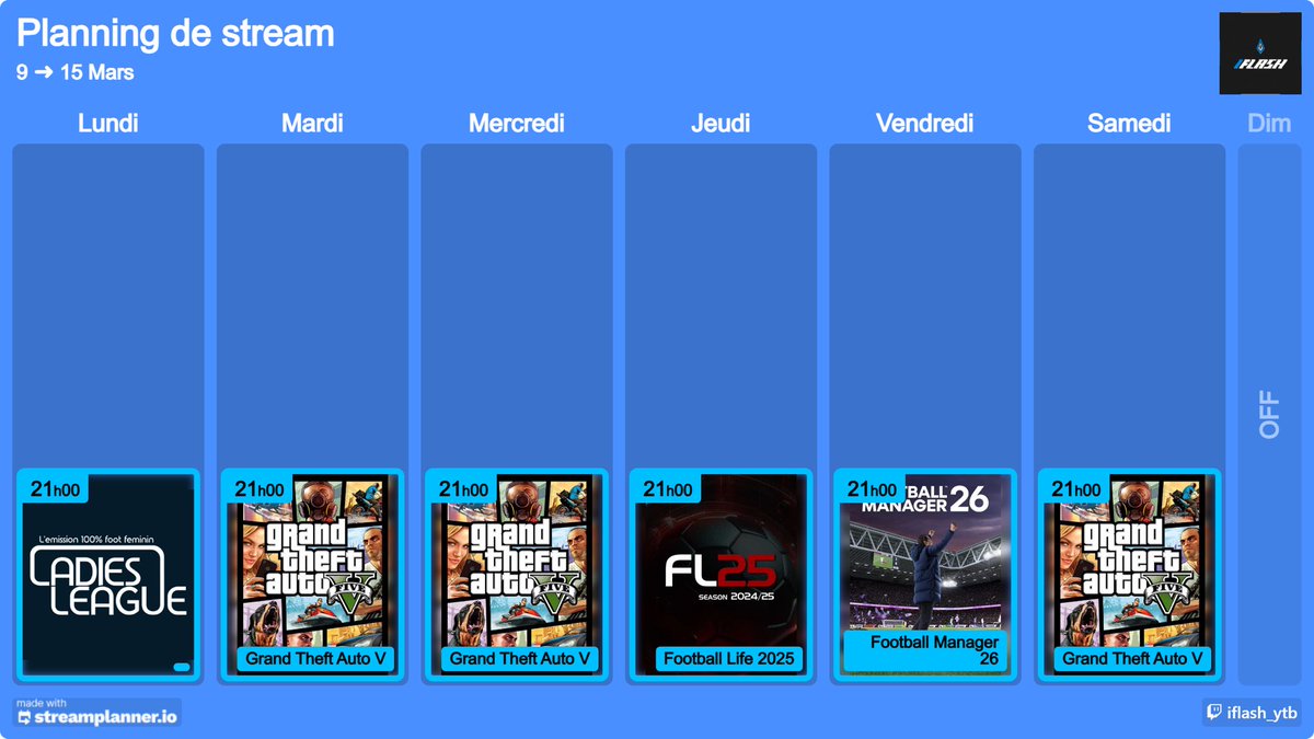 Planning de la semaine + nouvelle vidéo !

youtube.com/watch?v=Xe8orE…