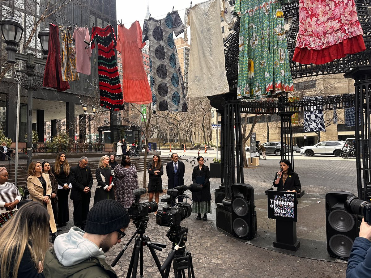 rallyforher's tweet photo. “Thinking of you” an art installation by Alketa Xhafa, brings the voices and stories of survivors of sexual violence in conflict at the Dag Hammarskjöld Plaza,the doorstep of the UN during CSW. Thanks to all who made it possible. #NoPeaceWithoutJustice https://t.co/P5iSVIaOjv