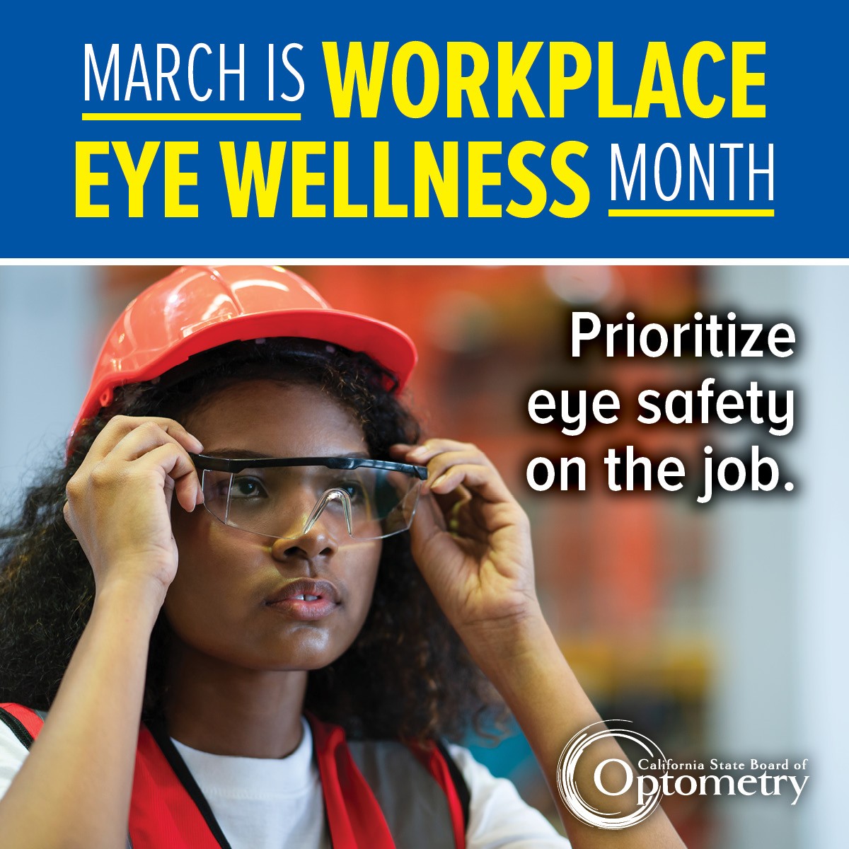 CAOptometry's tweet photo. Each year, nearly 25,000 Americans visit the emergency room due to a workplace eye injury. Many of these injuries are preventable. This month, we’re reminding employers and workers to make eye safety a priority, wear certified, approved eye protection and follow safety protocols. https://t.co/gMBLVdhWeK
