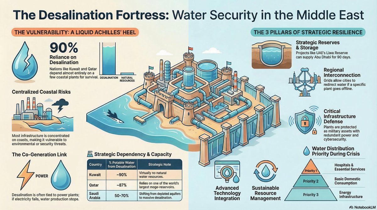 No desalination, no nothing in middle east.

Water infrastructure is critical infrastructure. The weaponization of water is nothing new, history shows it.

But desalination enabled the Middle East to bloom. Without it, much of what sustains the region would simply collapse.
