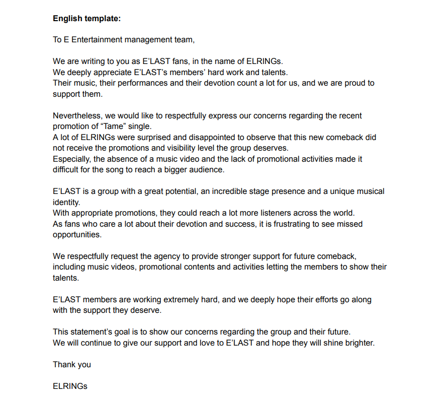 ELASTFrance_fan's tweet photo. 📧║ EMAIL TEMPLATE   

➥ Email template regarding recent E'LAST comeback with Tame Single
Our dear E'LAST deserve better visibility and support from Eent !

https://t.co/H7FoUvKfe5

 #엘라스트 #ELAST 
 ━━━ ©@ELASTofficial
🇫🇷 ELASTFrance #🐧 https://t.co/6FgorSor1i