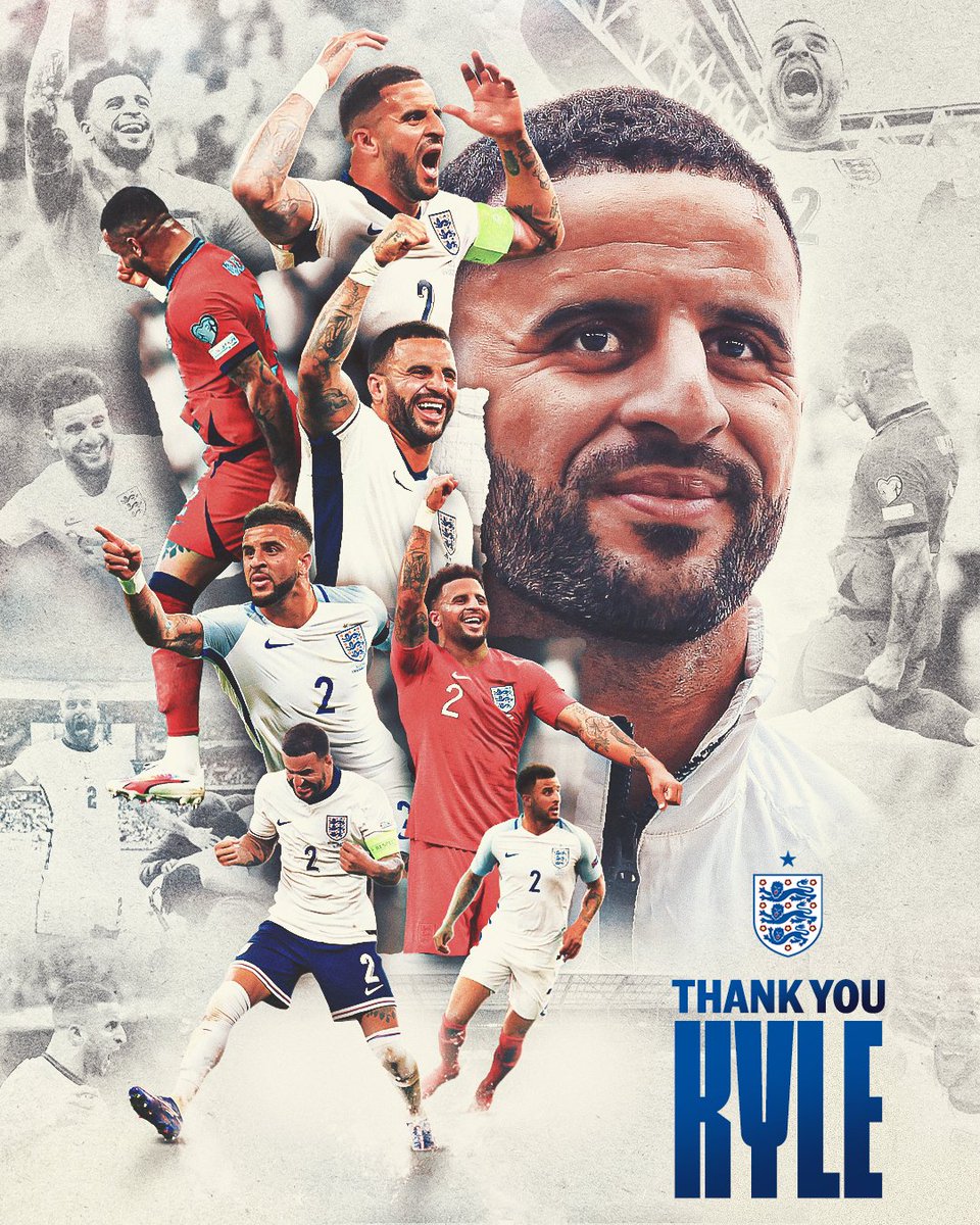 96 caps 🧢
Five major tournaments 🏴󠁧󠁢󠁥󠁮󠁧󠁿
A #ThreeLions legend ⭐

Thank you for everything, Kyle 👏