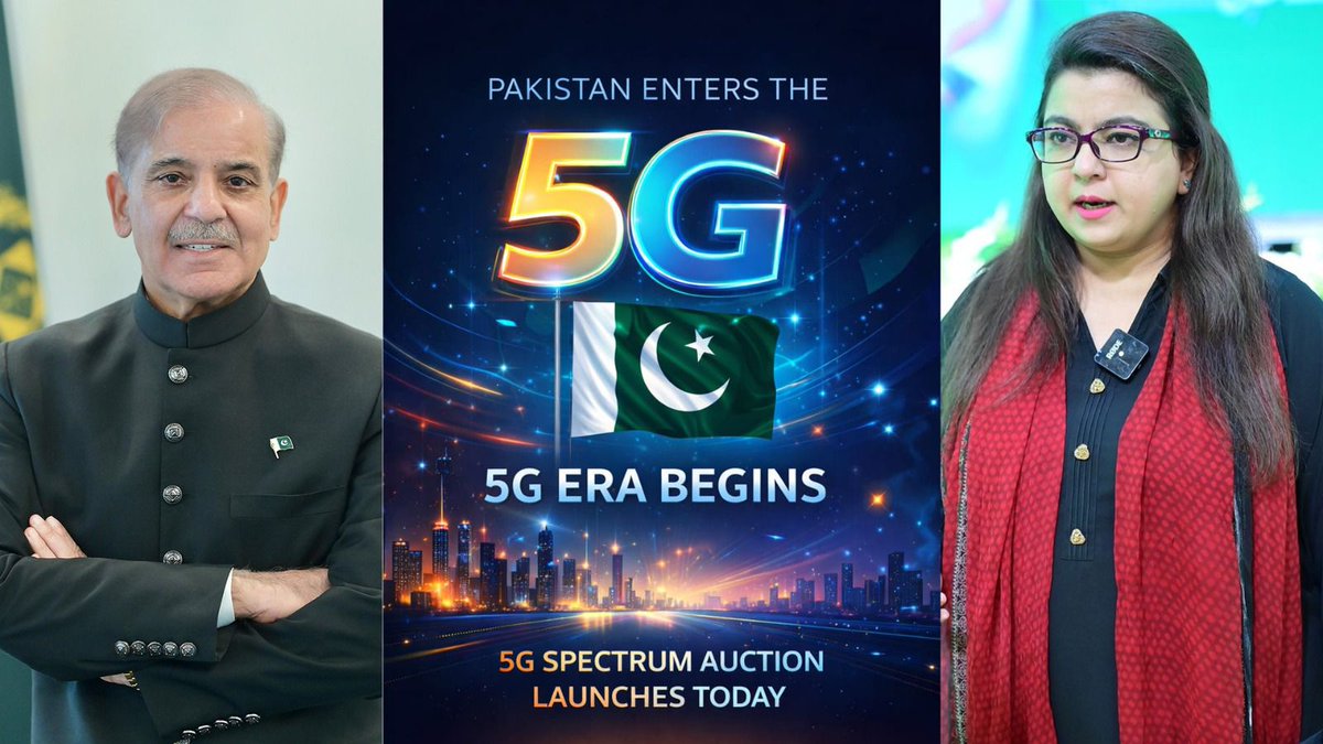 PShahG's tweet photo. 📡 پاکستانی تاریخ کی پہلی فائیو جی اسپیکٹرم نیلامی کا شفاف ترین ماحول میں مکمل ہونا، مثالی کامیابی ہے۔ یہ ثبوت ہے کہ پاکستان میں پالیسی استحکام اور پیشہ ورانہ طرز حکمرانی موجود ہے۔ #PM شہباز شریف کے ڈیجیٹل پاکستان ویژن کے تحت ٹیکنالوجی کو ترقی کا بنیادی ستون بنایا جا رہا ہے۔ 🇵🇰 https://t.co/6hg1oRb0hN