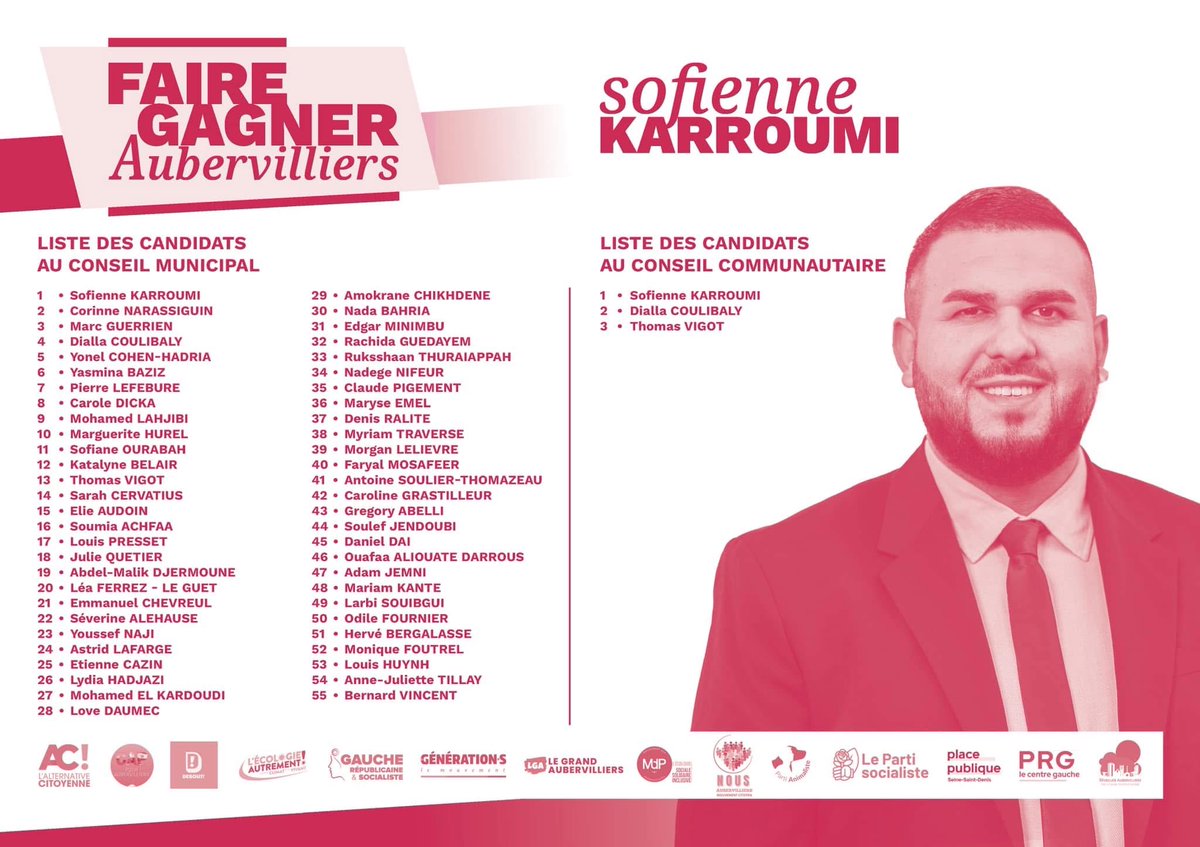 🔴 Ce dimanche 15 mars vous pouvez changer en quelques minutes votre vie❗️

Pour cela, un outil très simple : NOTRE BULLETIN 🚀

👉🏻 Il est rose/rouge, il est visible, il contient une liste diverse, expérimentée, de tous les âges et de toutes les professions 🗳️

#aubervilliers