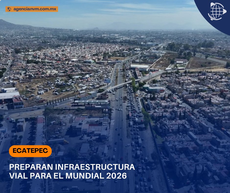 🛣️ #Ecatepec refuerza su infraestructura vial rumbo al Mundial 2026. Al ser conexión clave con el #AIFA, rehabilitan avenidas principales y coordinan servicios turísticos para recibir a visitantes extranjeros. ⚽🇲🇽 agencianvm.com.mx/estado-de-mexi… #Mundial2026 #Edomex #ObrasPúblicas