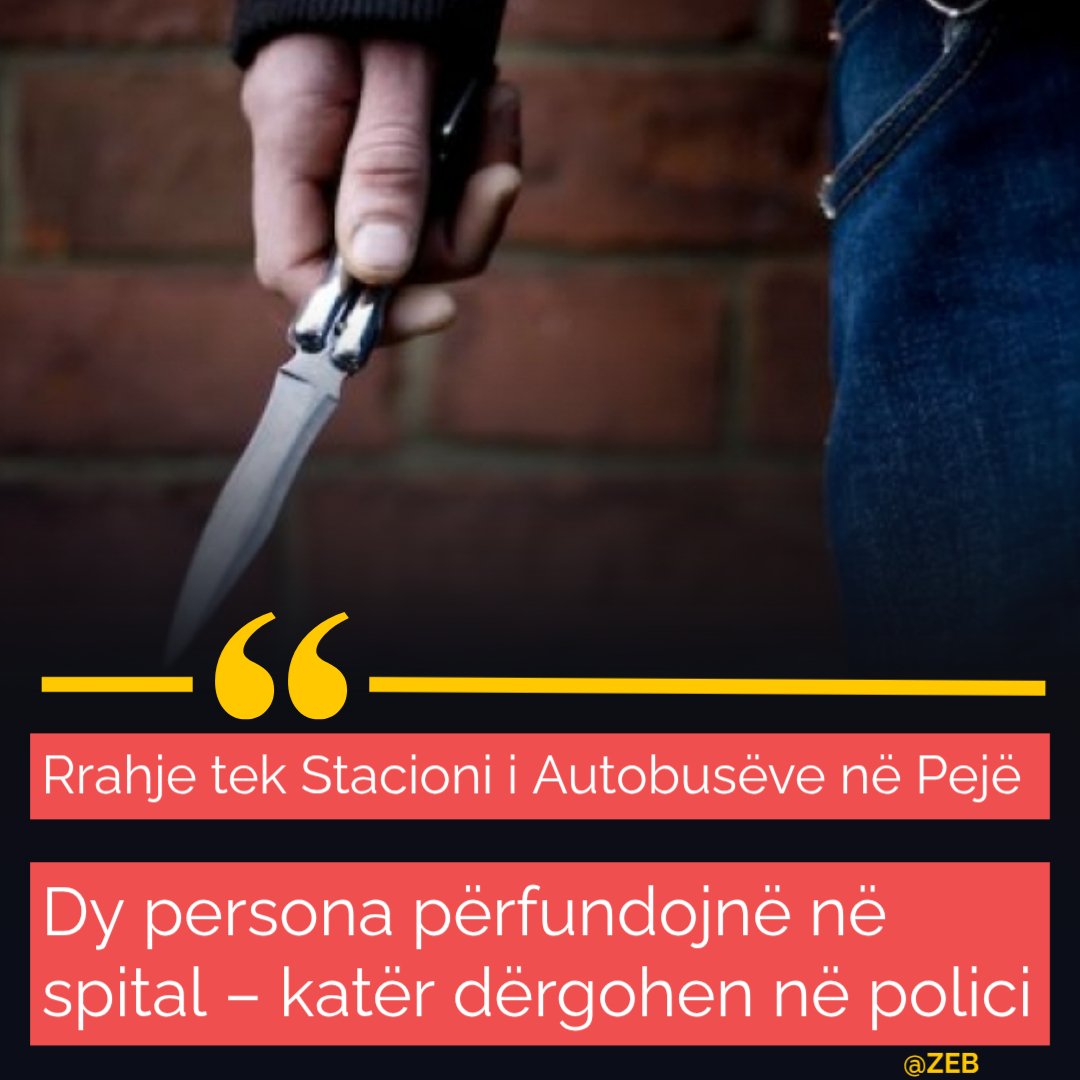 GazetaZEB's tweet image. Rrahje tek Stacioni i Autobusëve në Pejë, dy persona përfundojnë në spital – katër dërgohen në polici

Një ngjarje e rëndë ka ndodhur sot në Stacionin e Autobusëve në Pejë, ku disa persona janë përfshirë në një përleshje.
👇
facebook.com/share/p/1WmM4a…

#Peja #kosova