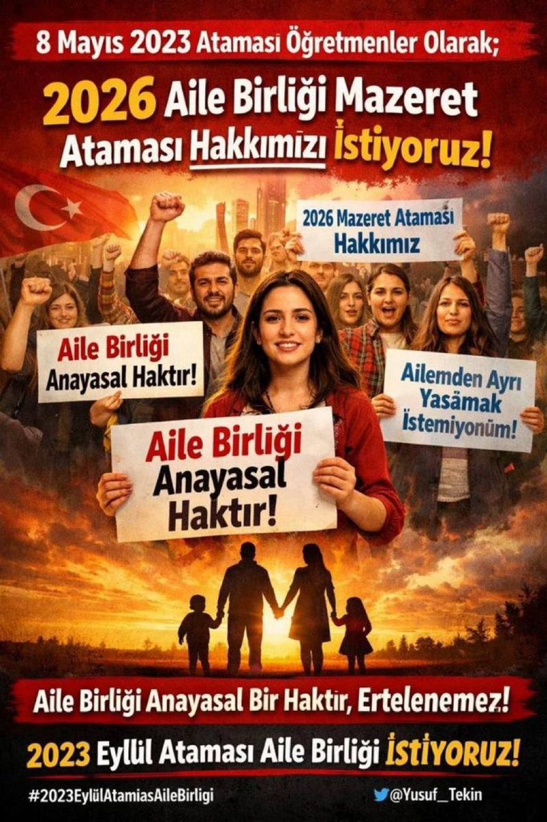 BİZ SÜREMİZİ DOLDURUYORUZ.
📣📣
3 yıldır fiili çalışıyoruz.

Talebimiz: Kılavuza  30 Eylül tarihine kadar kadroya geçecek sözleşmeli öğretmenlerimiz de başvuru yapabilir şeklinde bir ifade eklenmesidir. 
<a href="/Yusuf__Tekin/">Yusuf Tekin</a> <a href="/tcmeb/">Millî Eğitim Bakanlığı</a> 
#2023EylülAtamasıAileBirliği