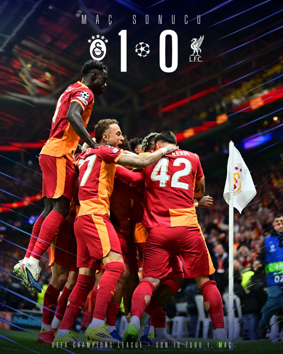 UEFA Şampiyonlar Ligi Son 16 Turu ilk maçında Liverpool'u 1-0 mağlup eden Galatasaray'ı tebrik ediyorum.

#GSvLIV #UCL