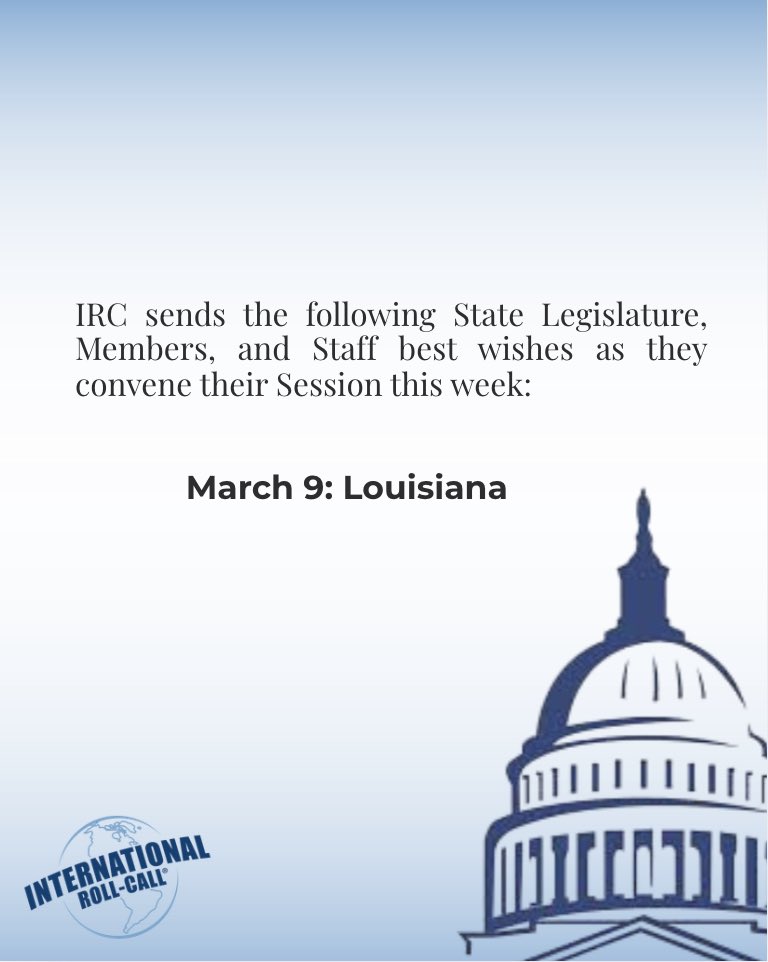 Wishing luck to the State Legislature heading into Session this week. IRC support is always available to you for whatever needs or concerns that may arise. Simply visit our website at roll-call.com/customer-suppo…

#internationalrollcall
#legislativevotingsolutions