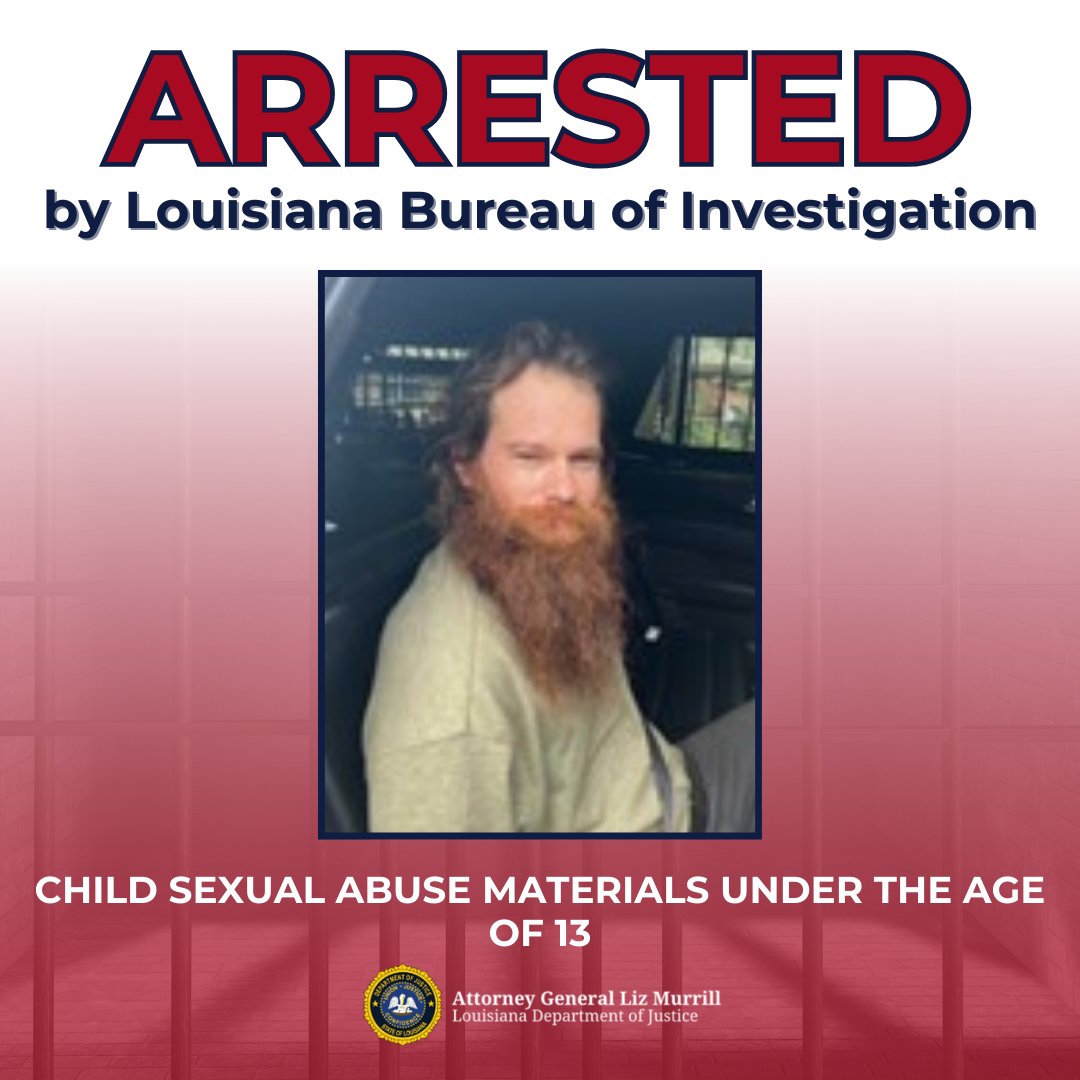 🚨Louisiana Bureau of Investigation arrests Scott man for 50 counts of Child Sexual Abuse Material Under the Age of 13

Great work by <a href="/HSINewOrleans/">HSI New Orleans</a> and <a href="/LPSONews/">Lafayette Sheriff</a> on this case. 
aglizmurrill.com/Article/452