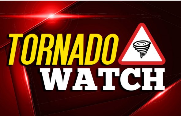 TORNADO WATCH issued for our area until 10PM CDT.