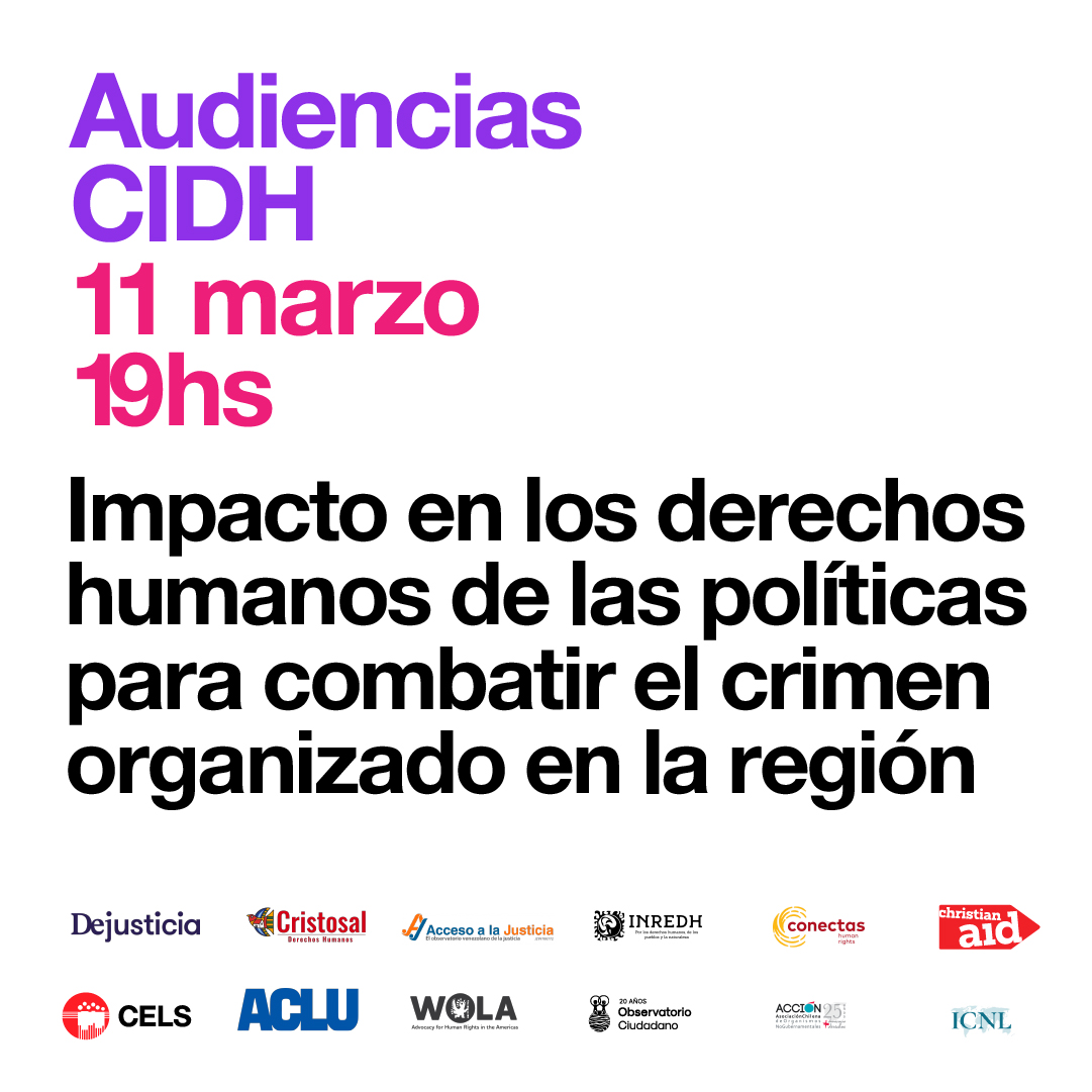 Junto con más de diez organizaciones de la región, solicitamos a la <a href="/CIDH/">CIDH - IACHR</a> que analice el uso de la retórica contra el crimen organizado y el terrorismo para justificar políticas que amenazan los derechos.

📌Mier 11/3
⌚️16hs 🇲🇽🇸🇻 17hs 🇨🇴 19hs 🇦🇷🇧🇷🇨🇱
📡➡️youtube.com/@CIDH_IACHR/st…
