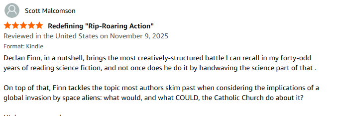 DeclanFinnBooks's tweet image. #SciFi #MilSF 

From @wargate and @bpardoe870 

A crusade against an #AlienInvasion

"the most creatively-structured battle I can recall in my forty-odd years of reading #ScienceFiction, and not once does he do it by handwaving the science part of that."

books2read.com/ls10