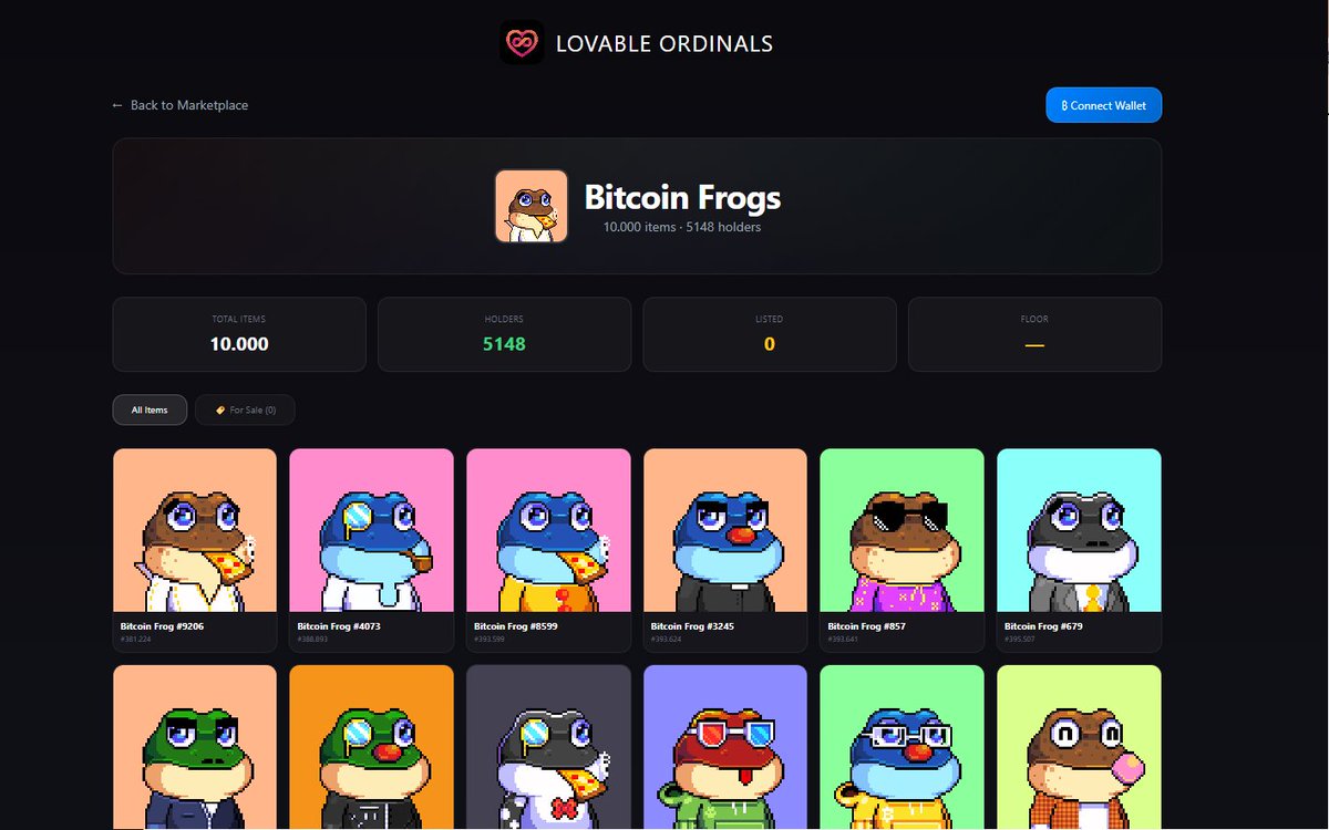 Lovableordinals's tweet photo. The strongest collections are already on Lovable Ordinals:
OMB • NodeMonkes • Bitcoin Puppets • Bitcoin Frogs 🧡

It's time to start building the foundation for the collections that will dominate.

The market decides! 🚀 https://t.co/AYpSoLPwHJ