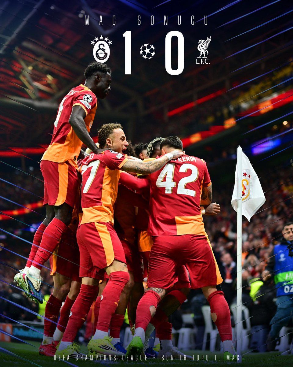 Şampiyonlar Ligi son 16 turu ilk maçında rakibi Liverpool ‘u mağlup ederek Avrupa’da bir kez daha göğsümüzü kabartan Galatasaray’ımızı yürekten tebrik ediyorum.