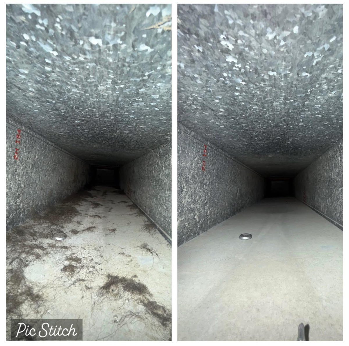 This before and after shows why duct cleaning matters because cleaner ducts mean better airflow, cleaner air, and a more efficient HVAC system for your home.