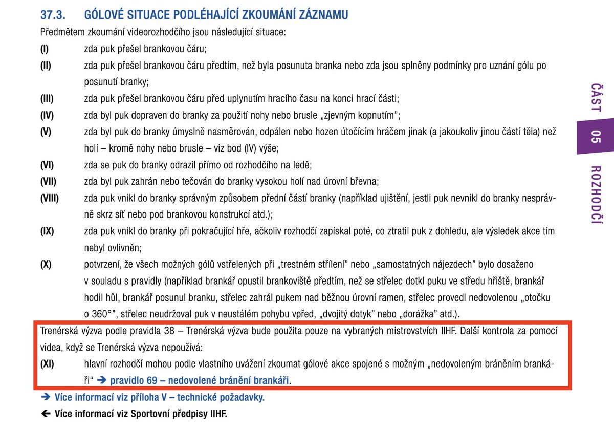 musilpe's tweet photo. @eliska_tweetuje Za mě to takto:
1. Na ledě rozhodčí hned neodpískali nedovolené bránění. V soutěžích, kde je možnost trenérské výzvy, nemůže videorozhodčí zkoumat nedovolené bránění brankáři
2. Poprvé se řešil jen gól do posunuté branky
3. Vše mohl zvrátit pouze TŘI výzvou na nedovolené bránění https://t.co/4xbXK4OHnh