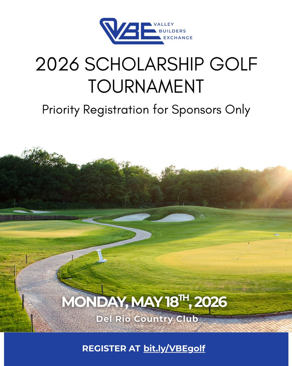 Registration is NOW OPEN for SPONSORS ONLY for the VBE Scholarship Golf Tournament!! Please consider being a SPONSOR this year and don't miss out on this fun event! 🏌️🌞🏌️‍♀️