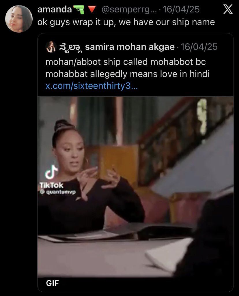semperrgumby's tweet photo. giving the credit for “mohabbot” (aka the best ship name of all time) to TIKTOK is crazy. it was a pitttwt og who coined it when everyone was still calling them “jamra. do NOT PMO!!! https://t.co/MVmUqhlnON