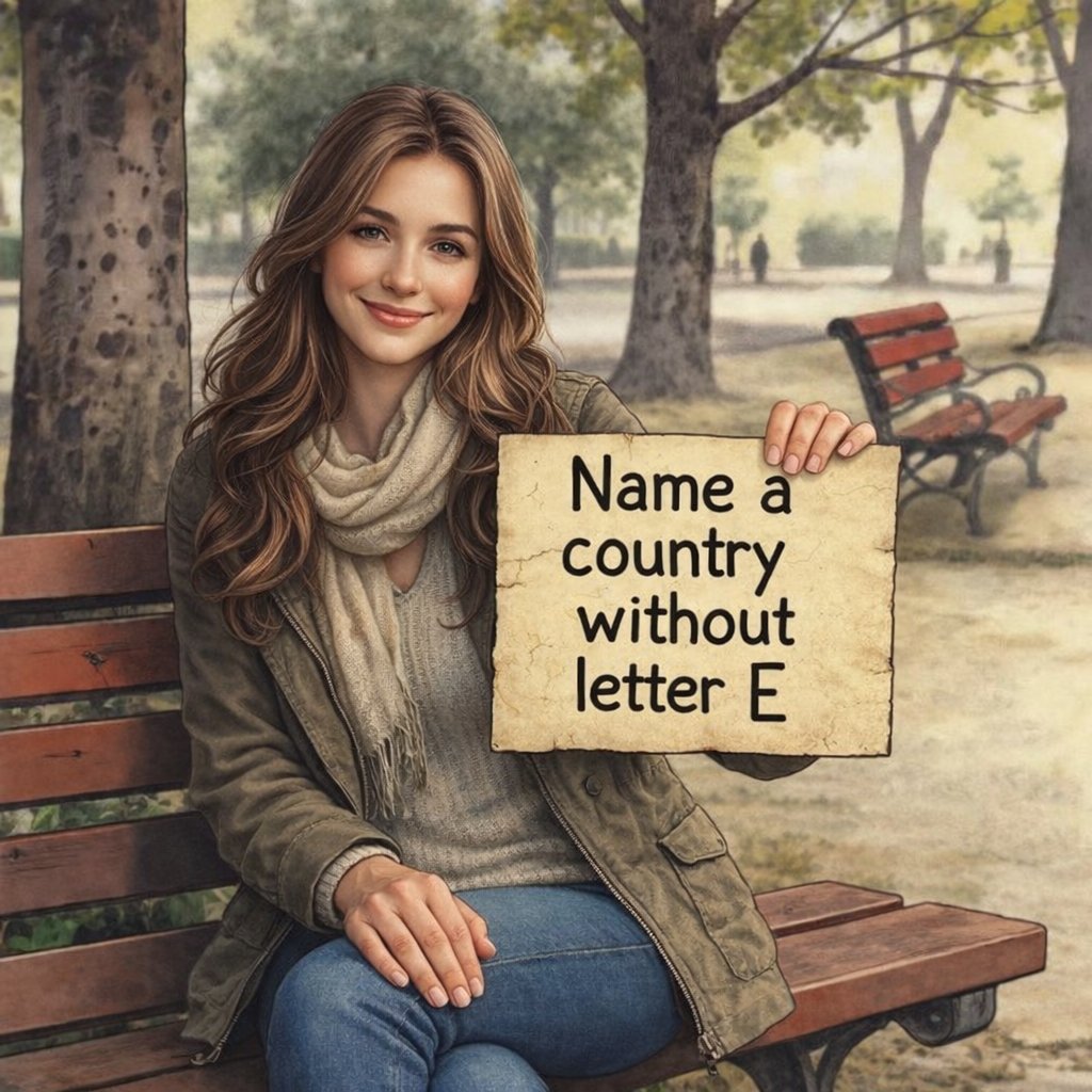 Name a country without letter E?

👇