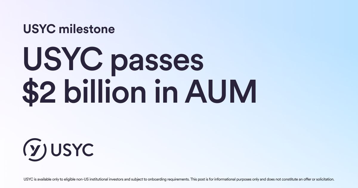 circle's tweet photo. USYC has passed $2 billion in assets under management as industry adoption of tokenized money market funds expands. https://t.co/hEq0yArhfW