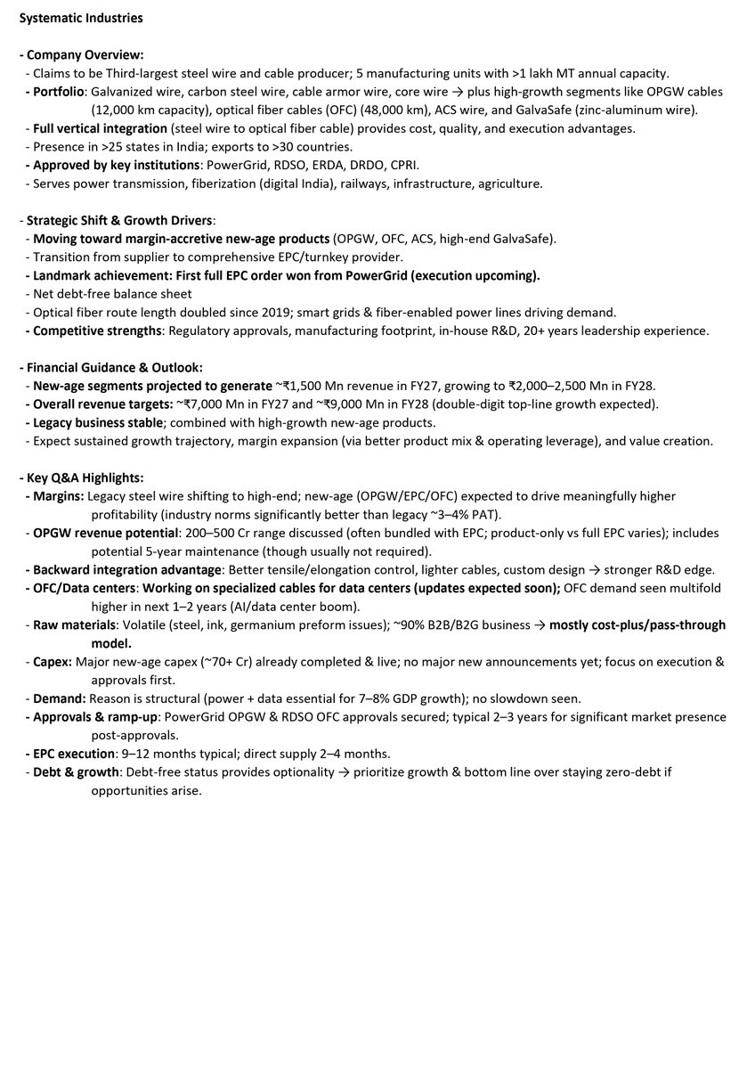 sachprat07's tweet image. Arihant Bharat Connect Conference March '26:

👉Day 3: 

💠Macpower CNC Machines
💠Solex Energy
💠Systematic Industries

#macpower #systematic #solex #systematicindustries #macpowercnc #bharatconnectconference #arihantcapital