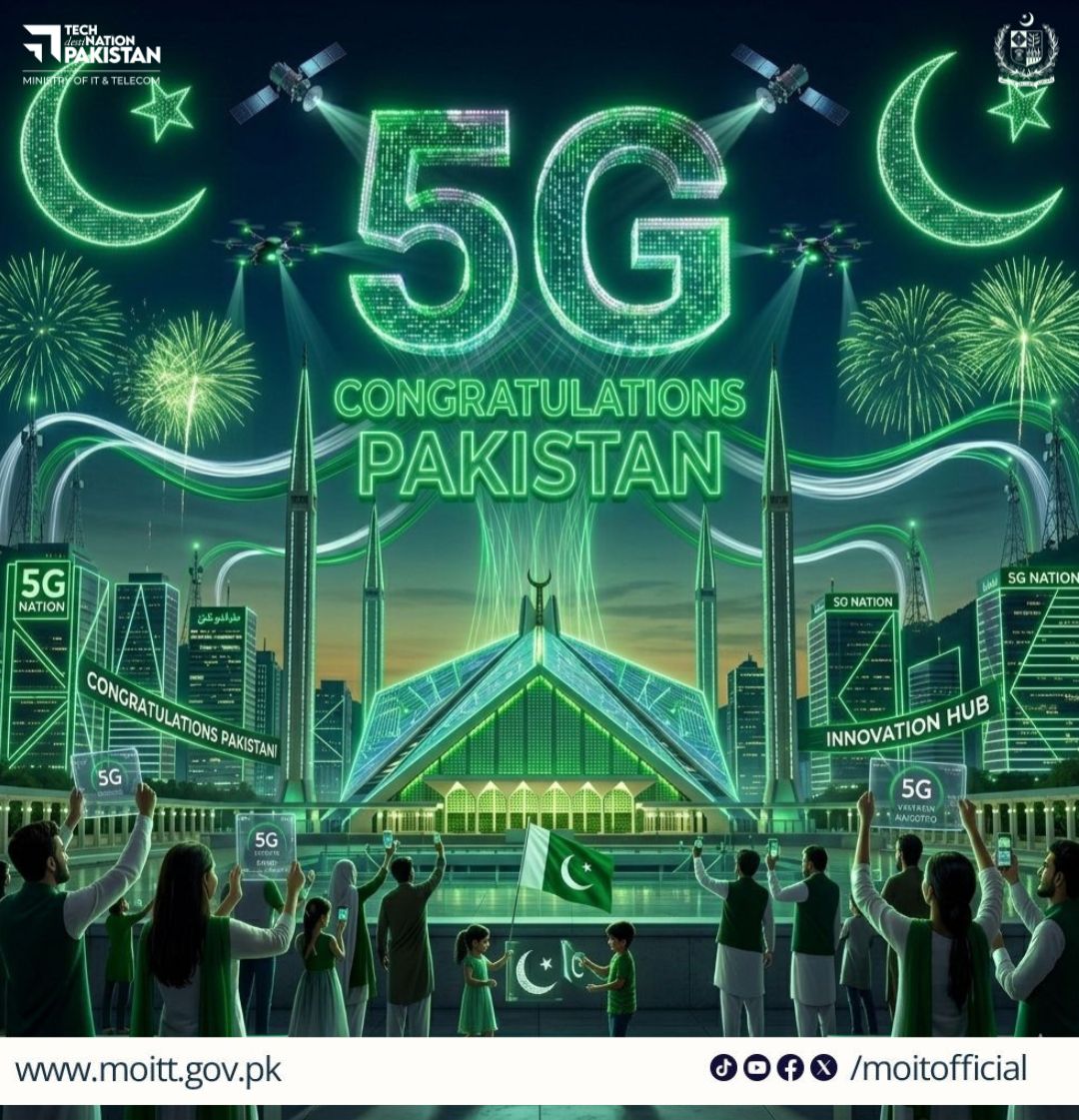 Congratulations to the people of Pakistan🇵🇰. Today, the <a href="/GovtofPakistan/">Government of Pakistan</a> has reached a historic milestone for the digital economy through the most transparent 5G spectrum auction. This success reflects PM <a href="/CMShehbaz/">Shehbaz Sharif</a> vision of "Digital Nation Pakistan." Congratulations to IT