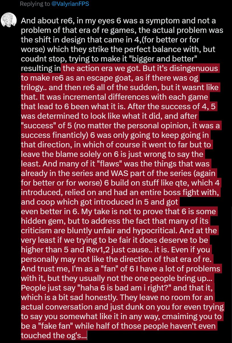 TheStrongestGS's tweet photo. @ValyrianFPS Here is the second part about re6 specifically https://t.co/DRheNgbDfg