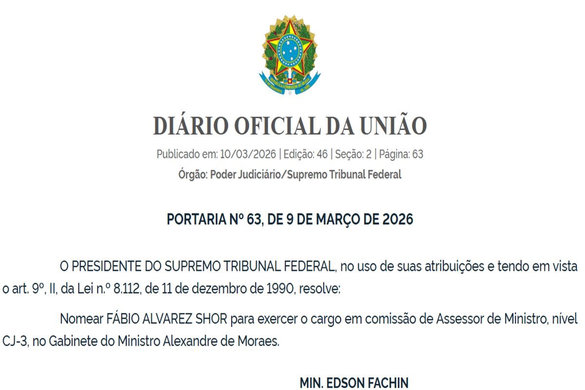 🚨AGORA | Delegado da Polícia Federal que indiciou Bolsonaro pelas tramas golpistas, Fábio Alvarez Shor, é nomeado para exercer cargo em comissão no GABINETE do Ministro Alexandre de Moraes!