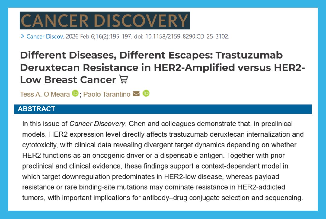 DFCI_BreastOnc's tweet photo. Different Diseases, Different Escapes: Trastuzumab Deruxtecan Resistance in HER2-Amplified versus HER2-Low #BreastCancer
👉https://t.co/nIXkLNAe3C
@tess_omeara @PTarantinoMD https://t.co/u6rI5IR7Lw