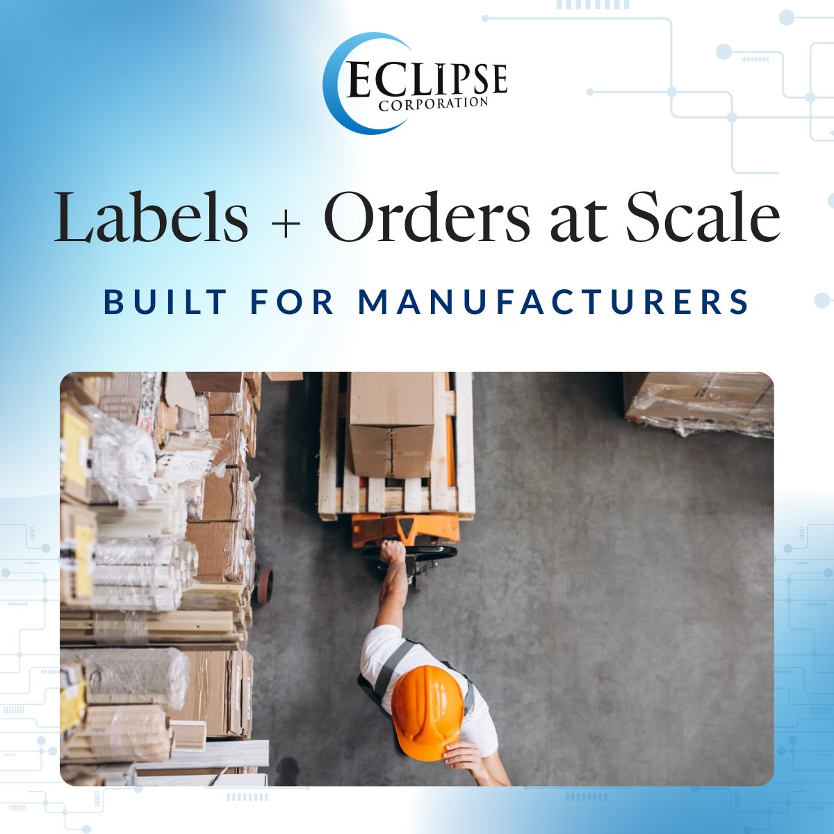 EclipseDoc's tweet photo. In manufacturing, document errors hit the floor fast.

Keep production moving with scalable labels, orders, and serialized output. 

https://t.co/kxx8eGR6kF https://t.co/vEGMUAHXLr