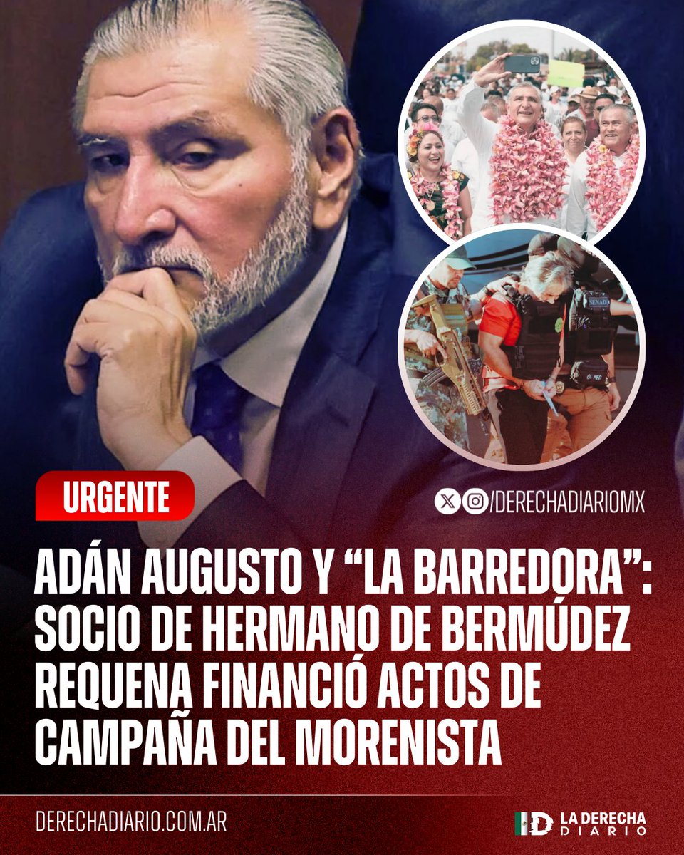 🚨🇲🇽 | #URGENTE NARCOPOLÍTICO: Según El Universal, un socio del hermano de Bermúdez Requena, líder de "La Barredora", brazo armado del CJNG, financió parte de la precampaña política de Adán Augusto López en 2023, revelando nuevos vínculos entre el morenista y el grupo criminal.