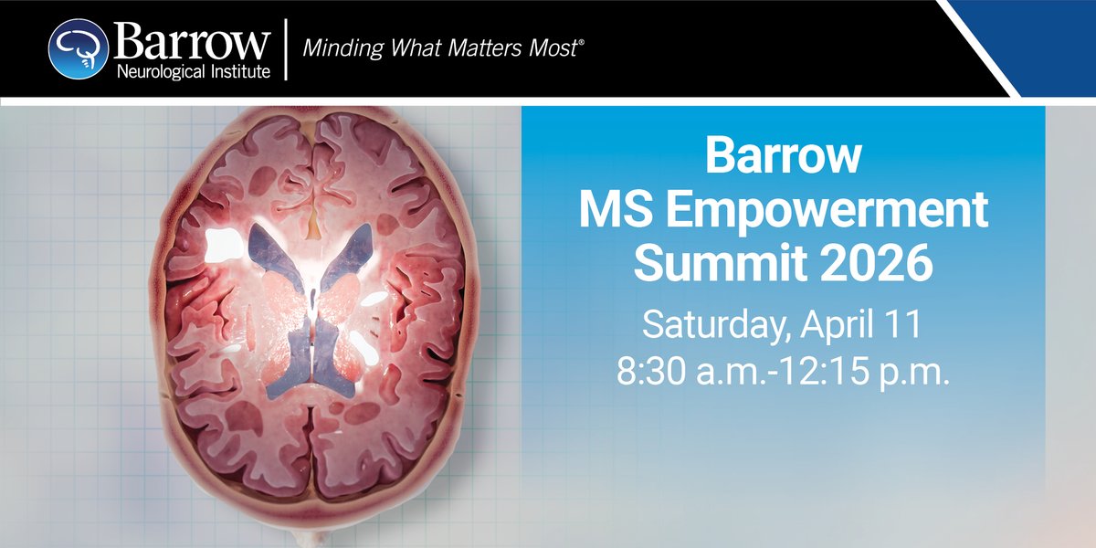 BarrowNeuro's tweet image. Are you living with #multiplesclerosis or another #neuroimmune disorder? Join us for our free #MS Empowerment Summit at @CreightonPHX on Sat., April 11. Care partners are also welcome. Register at bar.rw/msempower2026.