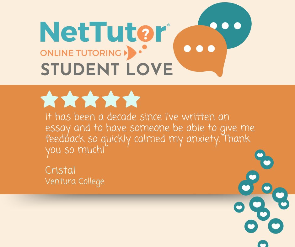 nettutor's tweet image. It's never too late to jump back into learning! ✍️😅
All it takes is quick and thoughtful feedback to turn anxiety into confidence.
We'll always be here to support any @ventura_college students as they chart their course toward success! 🏴‍☠️📚
#GoPirates #StudentLove #NetTutor