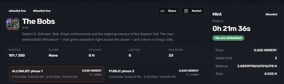 Thank you so much. Within 10 minutes we have 101 minted.