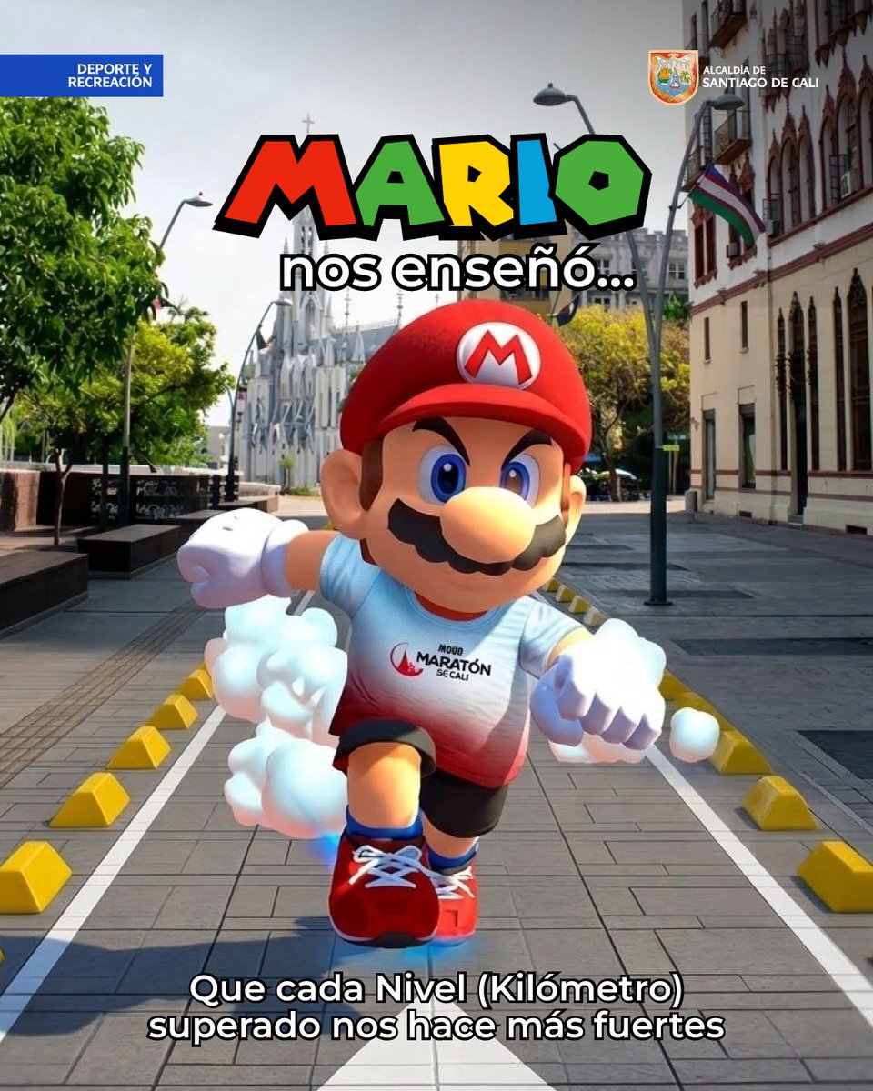 SecDeporteCali's tweet photo. 🍄 De los niveles a los kilómetros 🏁

👟 Hoy celebramos el Día de Mario Bros, un personaje que nos enseñó que avanzar paso a paso siempre vale la pena. 🆙

💪 Porque en Cali sabemos que cada kilómetro superado es un nuevo nivel.

#MaratónDeCali #MAR10Day https://t.co/yK7uMqukp8