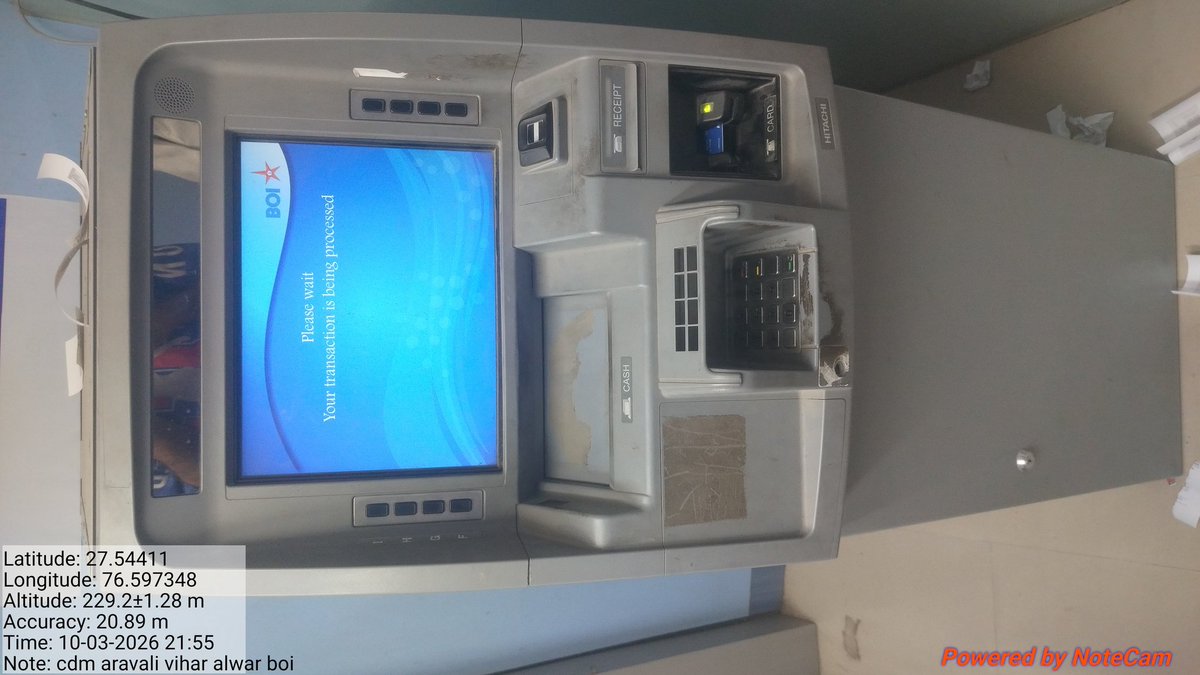 MustakSahil's tweet photo. @BankofIndia_IN please look out in this is a branch of ARAVALI vihar alwar bearing ifsc bkid0006651 i have deposited 18800rs in this cdm by using atm but during transaction it went out of service resulting  cash is not credited into my account and stuck in this machine
@RBI https://t.co/Qug4rtRRCI