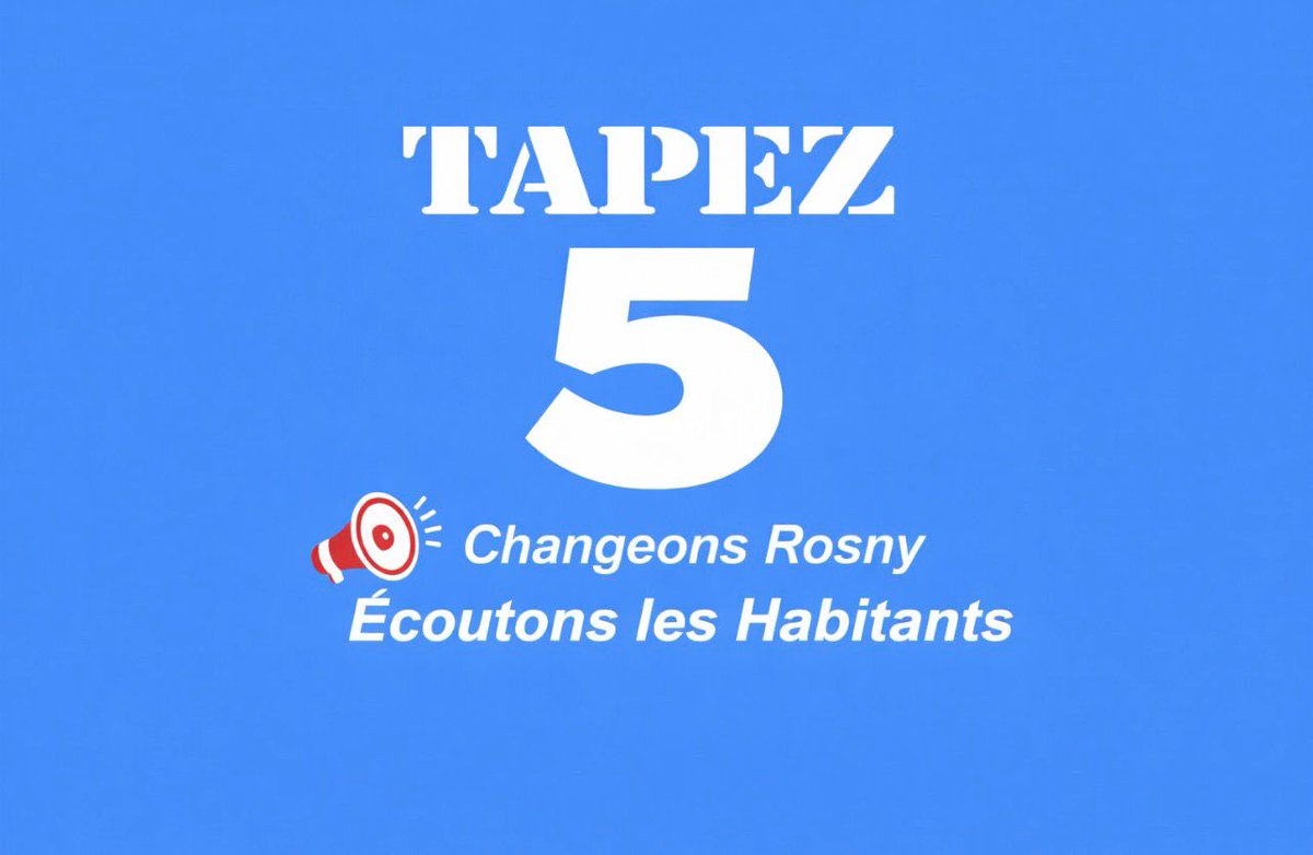 ACFMoussavou's tweet photo. Tapez le numéro 5 pour choisir la liste de Samir BENAMAR et son équipe « Changeons Rosny – Écoutons les habitants » pour les élections municipales des 15 et 22 mars 2026. https://t.co/sD452Iuiif