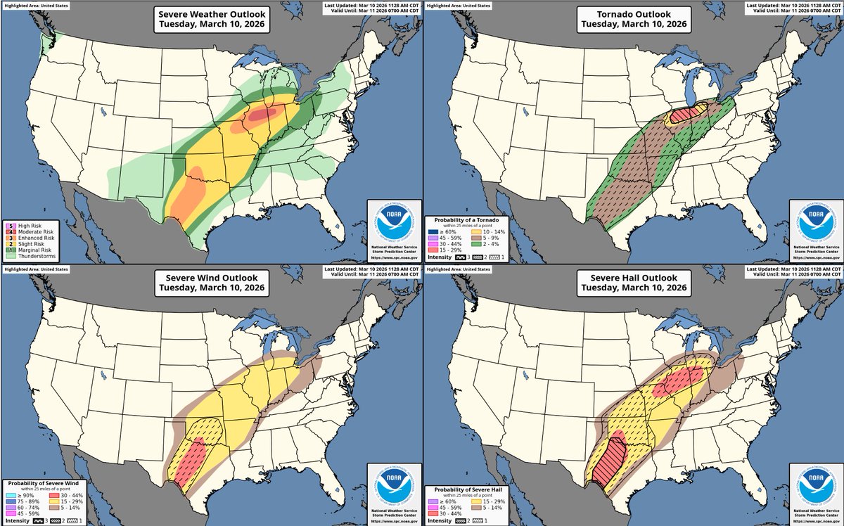 Update 3/10/26 The SPC Has upgraded the risk to a moderate. This ...