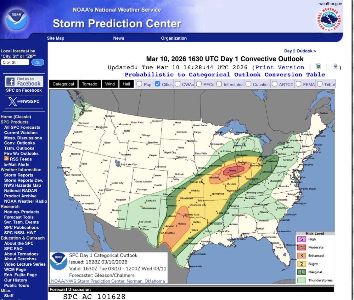 4/5 moderate risk! Tornado driven! Going to be one heck of a night ...