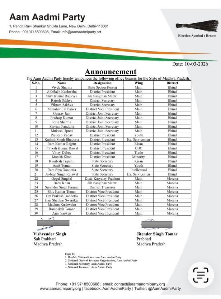 AAP Indore M.P. tweet media