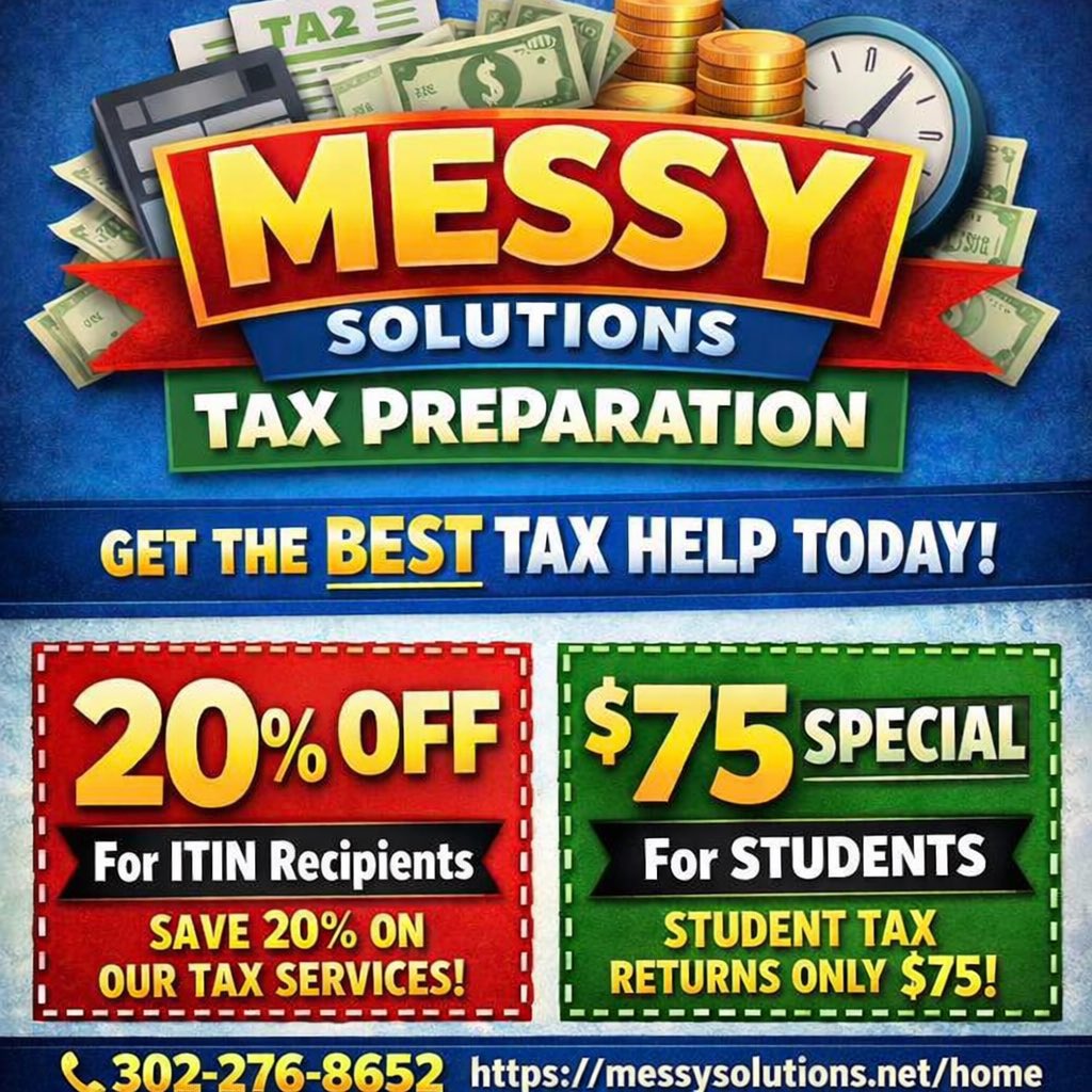 Big news, big savings, and zero tax-time stress. Let’s get it. 💼💰

Messy Solutions Tax Preparation is here to help you win this tax season!