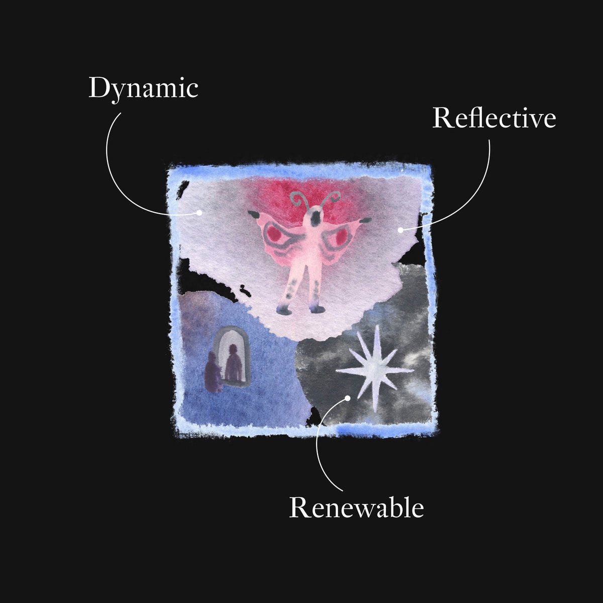 Art token → Psy token  

Neither a picture nor a portrait — a living reflection of your personality.

Works through a perceptual interface designed to sense your psyche.