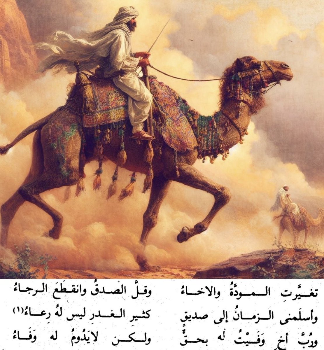 ASEIL__1's tweet photo. تَغَيَّرَتْ المَوَدَّةُ وَالإِخَآءُ 
وَقَلَّ الصِّدْقُ وَأَنْقَطَعَ الرَّجَآءُ

وَأَسْلَمَنِي الزَّمَآنُ إِلَىٰ صَدِيقٍ
كَثِيرُ الغَدَرِ لَيْسَ لَهُ رِعَآءُ 

وَرُبَّ أَخٍ وَفِيتُ لَهُ بِحَقٍّ
وَلَكِنْ لَآ يَدُومُ لَهُ وَفَآءُ 

#الثلاثاء #حكمة #الفروسية #الرجال #الشعر #اقتباس https://t.co/jklm0x7Q5e