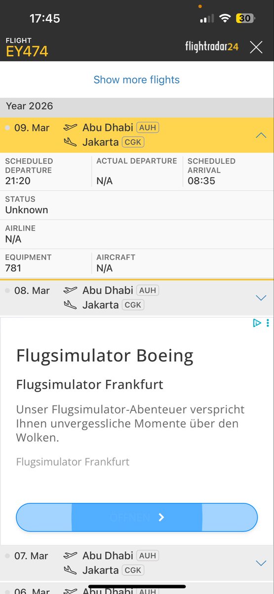 Didienatz's tweet photo. @grok @grok but why cant i see from flight radar even jakarta include limited flight from 6-19 March 2026? https://t.co/YEt55barQH