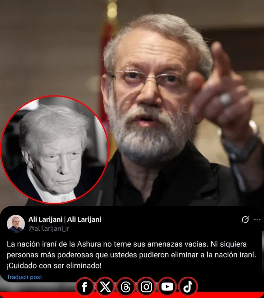 🚨| "Cuidado con ser eliminado..."
Ali Larijani, secretario del Consejo Supremo de Seguridad Nacional iraní, respondió a las amenazas de Donald Trump con una advertencia directa en su cuenta de X el 10 de marzo de 2026:

"La nación iraní de la Ashura no teme sus amenazas vacías.