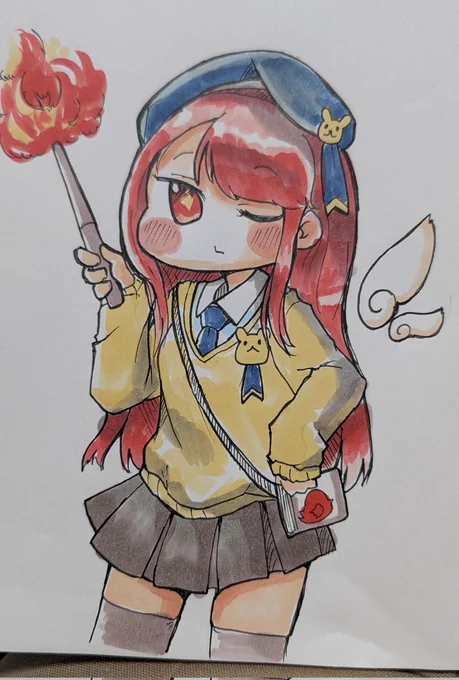 今日はアナログ描きエシュール。アナログノート描きなので前描いたナイアにいたずらさせる #트릭컬 #トリッカル #Trickcal